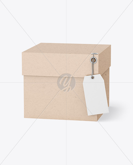 Kraft Paper Box with Label Mockup