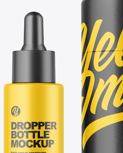 Matte Dropper Bottle w/ Paper Tube Mockup