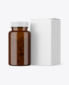 Amber Pills Bottle with Box Mockup