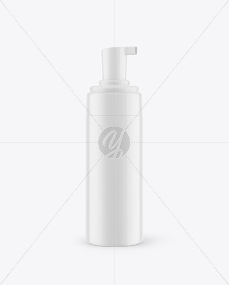 Glossy Cosmetic Bottle with Pump Mockup