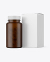 Matte Amber Pills Bottle with Box Mockup