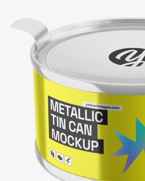 Glossy Metallic Tin Can Mockup