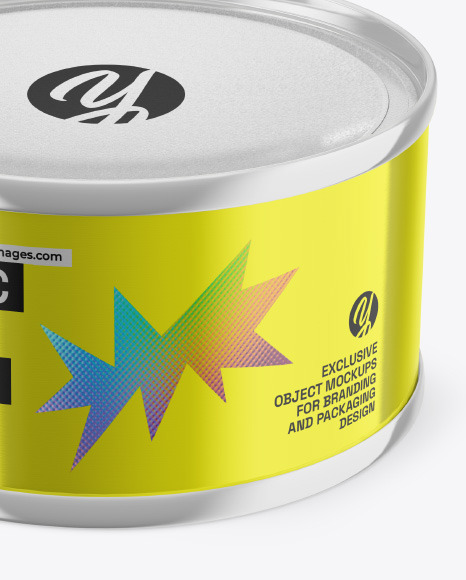 Glossy Metallic Tin Can Mockup