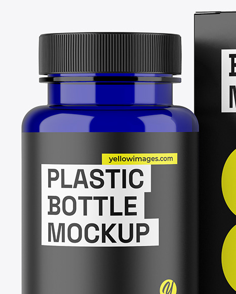 Blue Pills Bottle with Box Mockup Blue Pills Bottle with Box Mockup