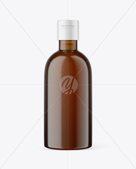 400ml Amber Glass Cosmetic Bottle Mockup