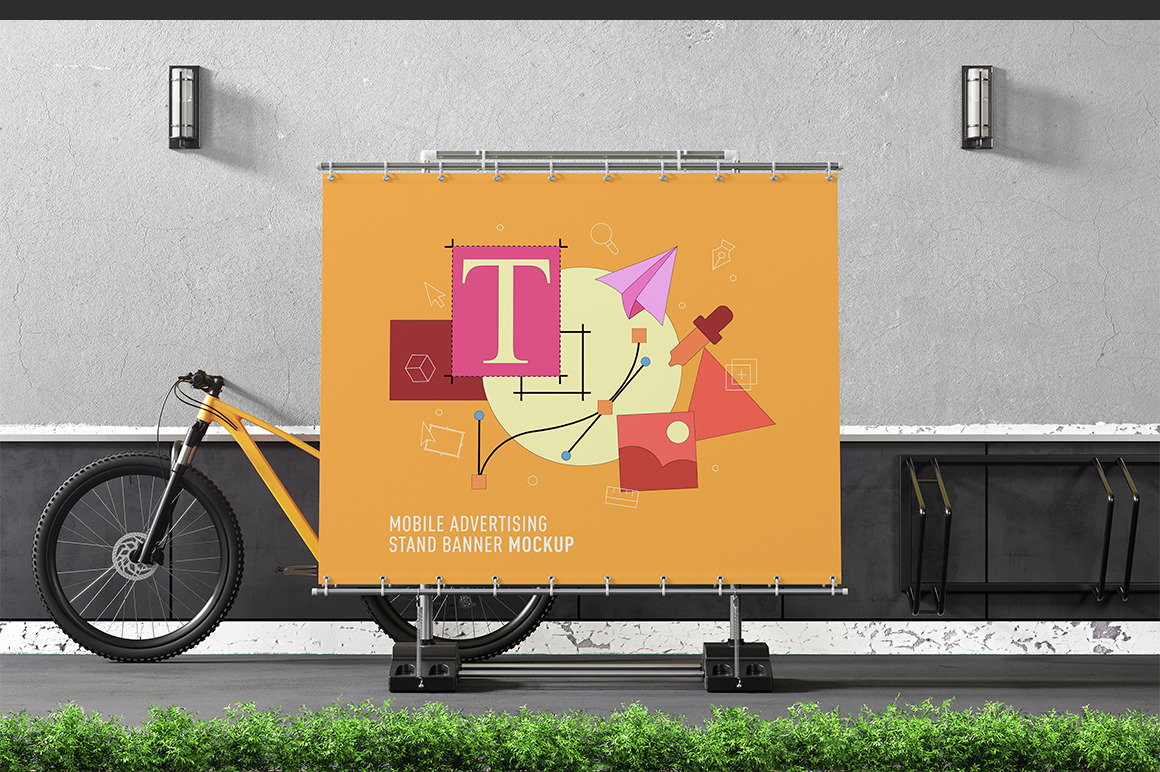 Mobile Advertising Stand Banner Mockup