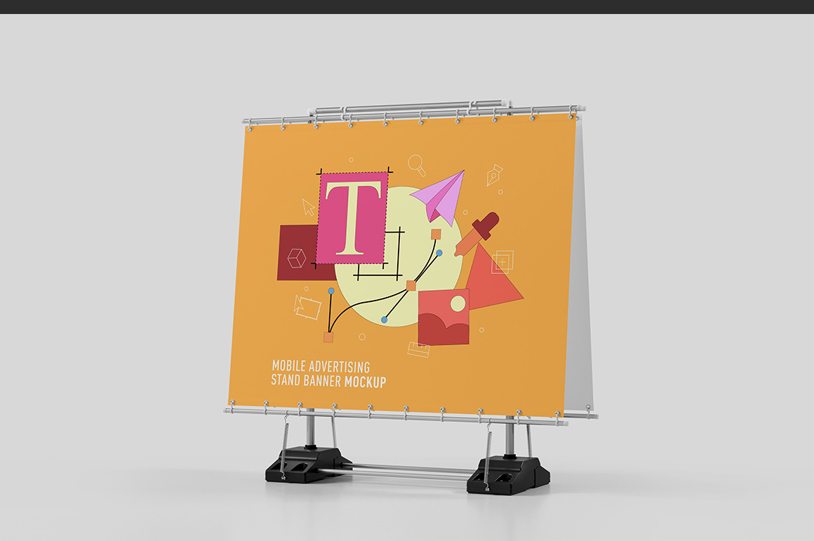 Mobile Advertising Stand Banner Mockup