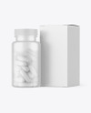 Frosted Pills Bottle with Box Mockup