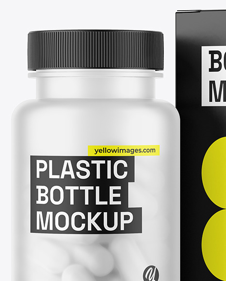 Frosted Pills Bottle with Box Mockup