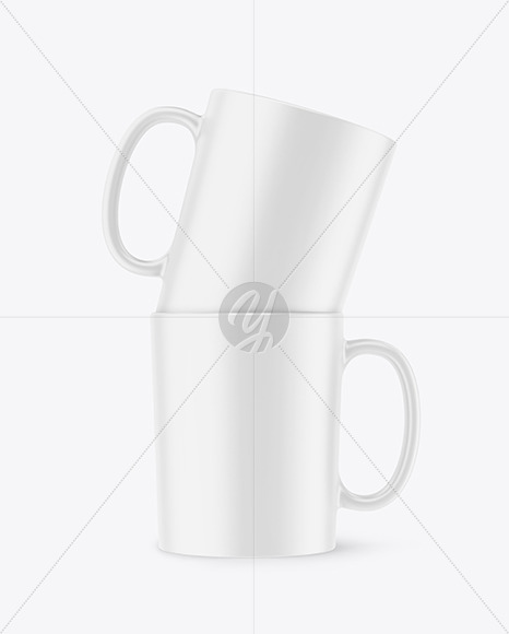 Two Matte Mugs Mockup