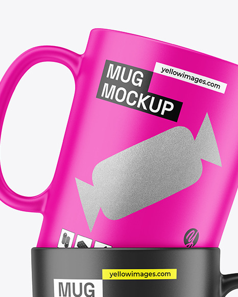 Two Matte Mugs Mockup