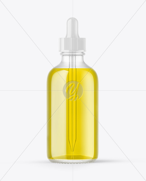 Clear Glass Dropper Bottle with Oil Mockup