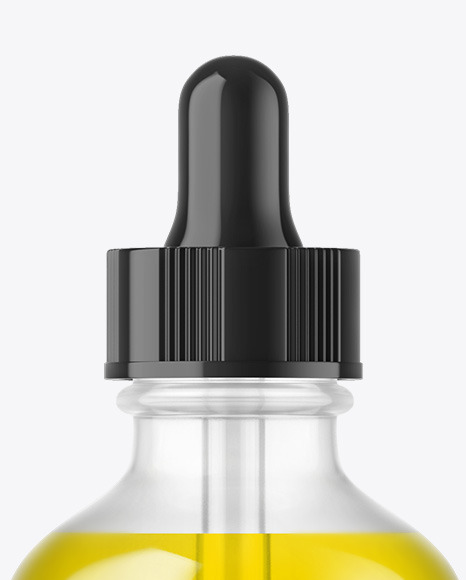 Clear Glass Dropper Bottle with Oil Mockup