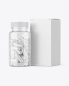 Clear Pills Bottle with Box Mockup