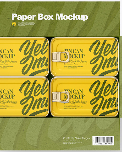 Kraft Box with Fish Cans Mockup