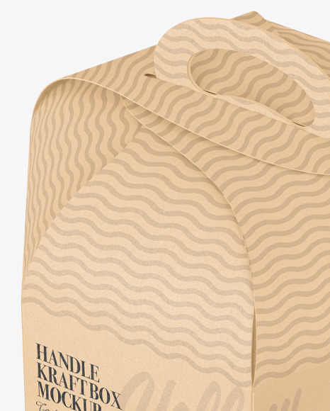 Hexagon Kraft Paper Box W/ Handle Mockup