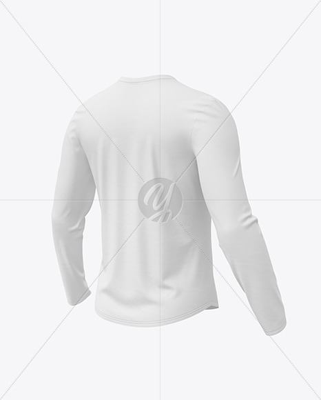 Long Sleeve T-Shirt Mockup - Halfside Back View