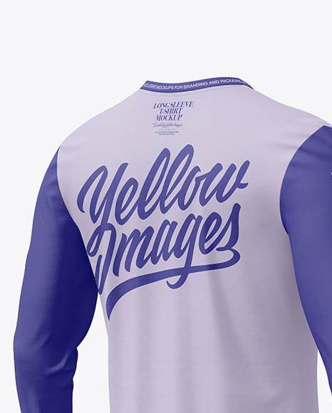 Long Sleeve T-Shirt Mockup - Halfside Back View