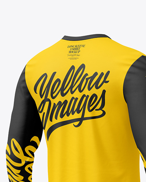 Long Sleeve T-Shirt Mockup - Halfside Back View