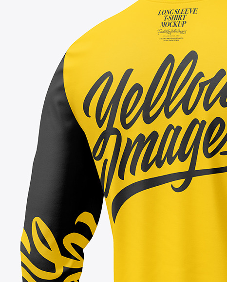 Long Sleeve T-Shirt Mockup - Halfside Back View