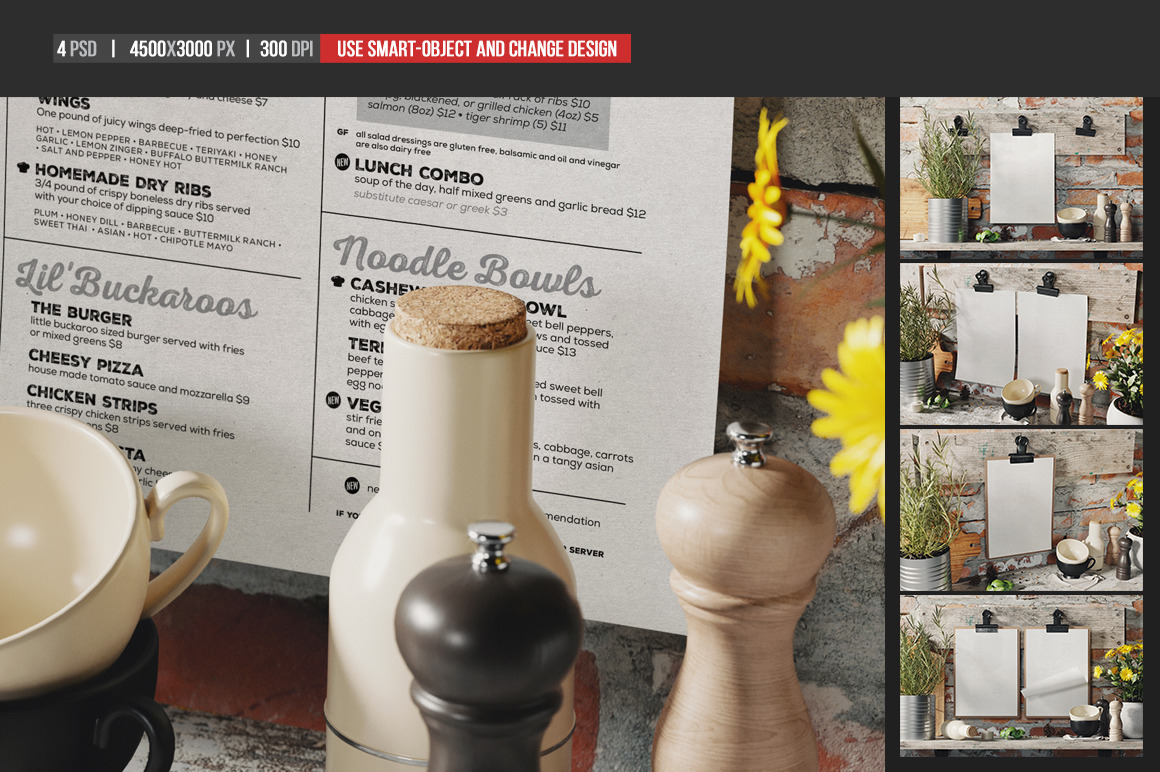Hanging Menu With Binder Clip Vintage Scene Mockup Hanging Menu With Binder Clip Vintage Scene Mockup