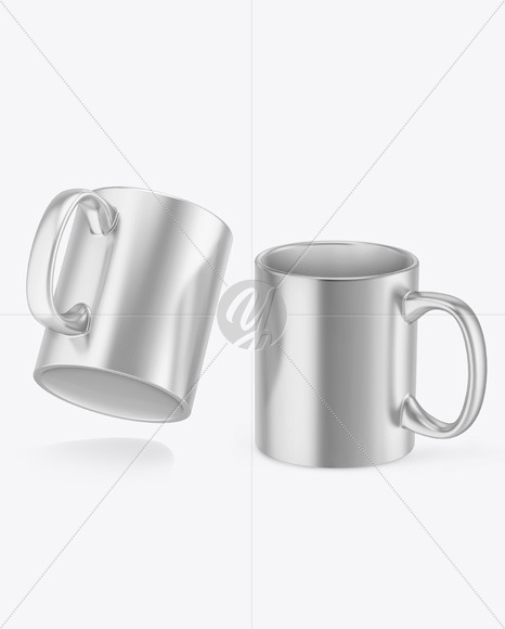 Two Matte Metallic Mugs Mockup