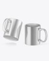 Two Matte Metallic Mugs Mockup