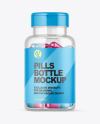 Clear Bottle with Metallized Pills Mockup