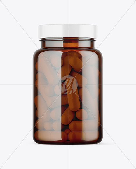 Amber Pills Bottle Mockup