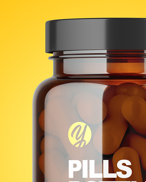 Amber Pills Bottle Mockup