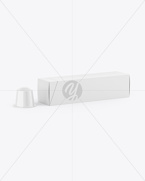 Box W/ Glossy Coffee Capsule Mockup