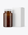 Amber Pills Bottle with Box Mockup