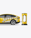 Electric Car on Charging Station Mockup - Side View