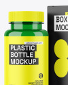 Green Pills Bottle with Box Mockup