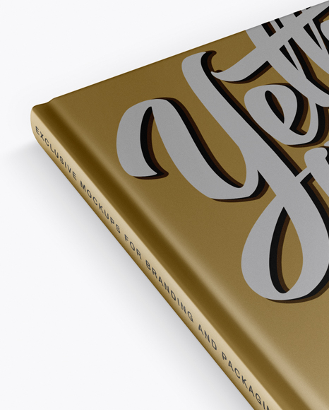 Metallic Square Book Mockup - Half Side View (High-Angle Shot)