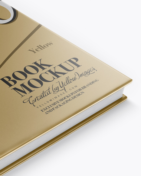 Metallic Square Book Mockup - Half Side View (High-Angle Shot)