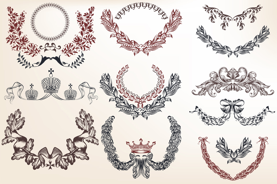 Vector wreath and frames Vector wreath and frames