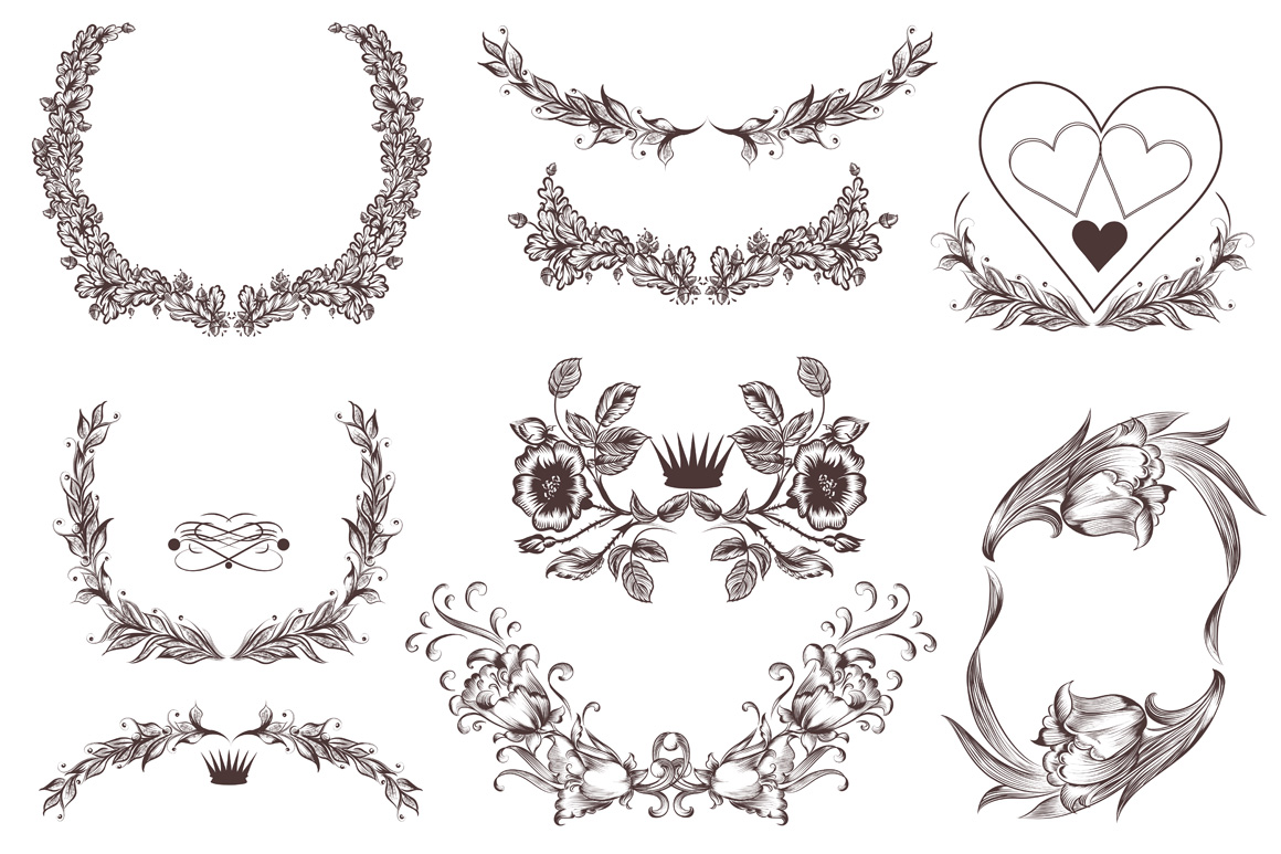 Vector wreath and frames