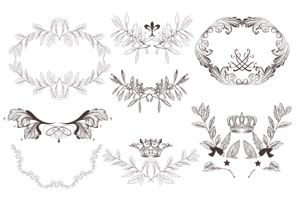 Vector wreath and frames Vector wreath and frames