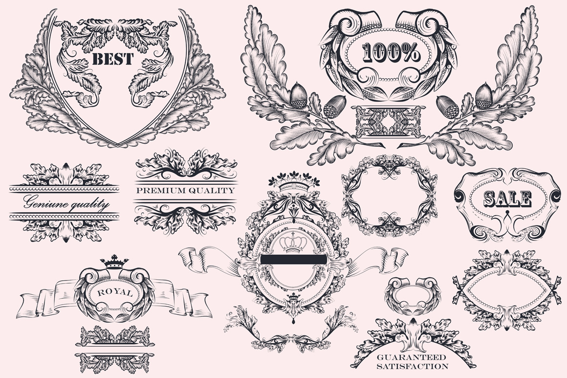 Vector wreath and frames Vector wreath and frames
