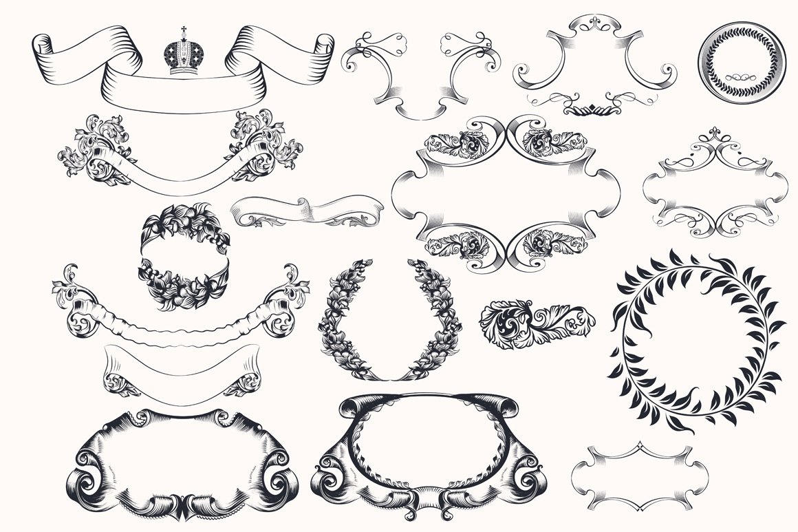 Vector wreath and frames Vector wreath and frames