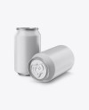 Two 330ml Metallic Aluminium Cans W/ Matte Finish Mockup