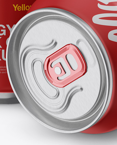 Two 330ml Metallic Aluminium Cans W/ Matte Finish Mockup - Free