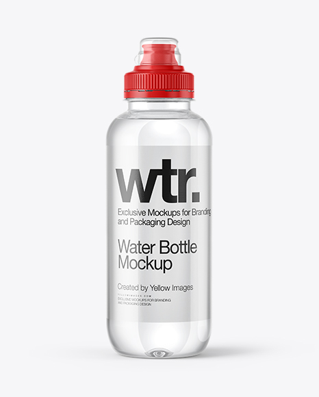 Clear Water Bottle with Sport Cap Mockup