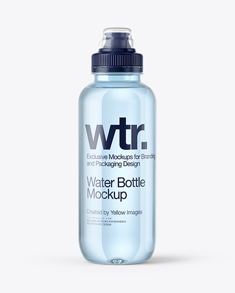 Blue Water Bottle with Sport Cap Mockup