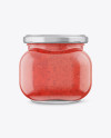 Glass Jar with Strawberry Marmalade Mockup - Front View