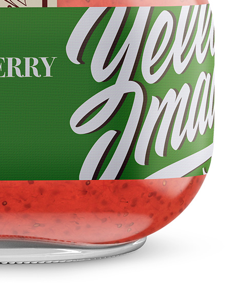 Glass Jar with Strawberry Marmalade Mockup - Front View