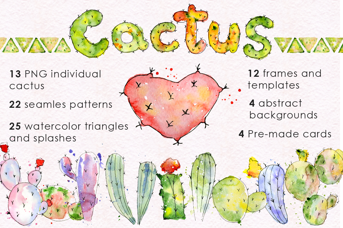 Watercolor abstract Cactus