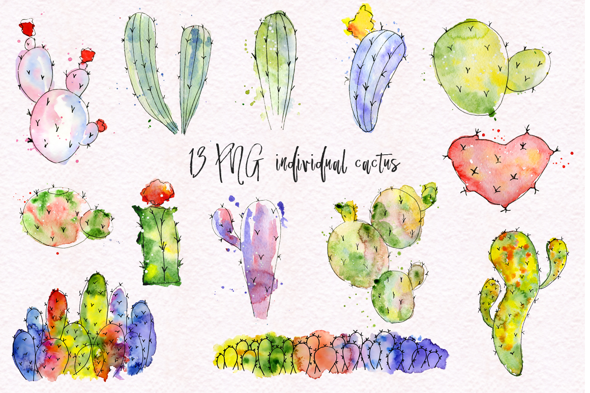 Watercolor abstract Cactus