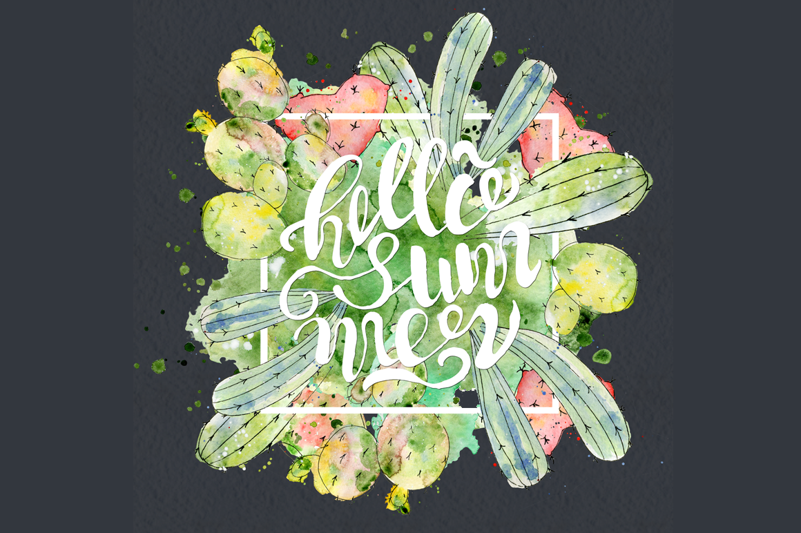 Watercolor abstract Cactus Watercolor abstract Cactus
